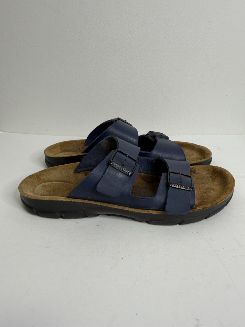 Birkenstock Bilbao Sandals Women 40 9 Blue Birko Flor Two Strap Slip Resistant